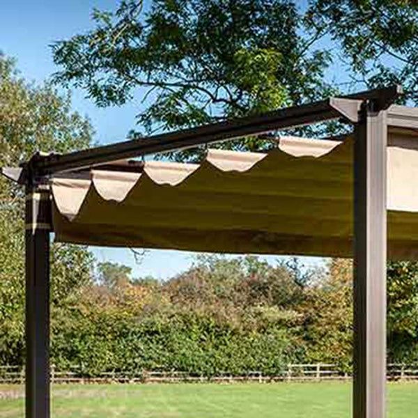 Hartman Roma Square Pergola in Bronze with Caramel Canopy (3m x 3m) image 2