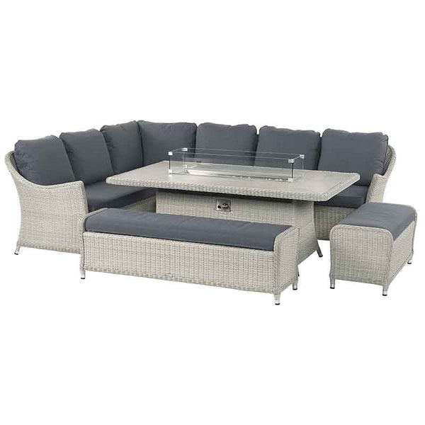 Bramblecrest Monterey L-Shape Corner Sofa Set in Dove Grey Rattan with Rectangular Firepit Table image 5