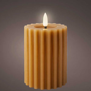 Lumineo Brown Wax LED Carved Candle image 3