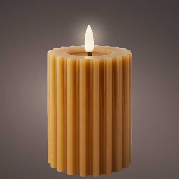Lumineo Brown Wax LED Carved Candle image 3