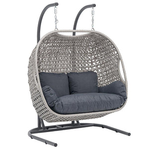 Bramblecrest Wentworth Double Hanging Cocoon in Pewter Rattan image 4