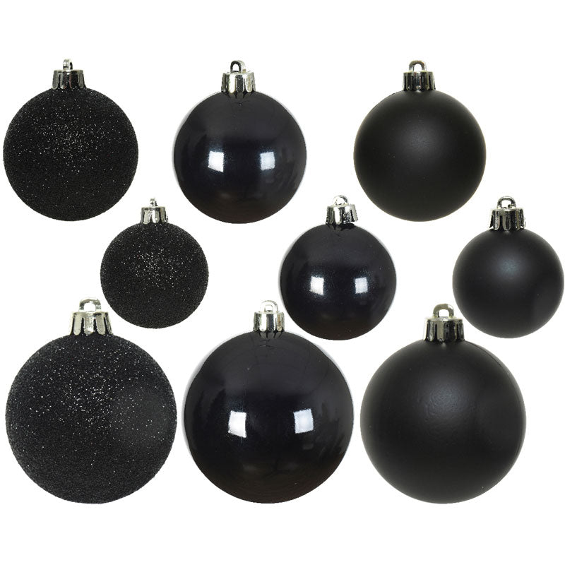 Decoris Shatterproof Baubles in Black (Pack of 30) image 0