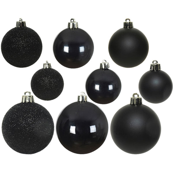 Decoris Shatterproof Baubles in Black (Pack of 30) image 1