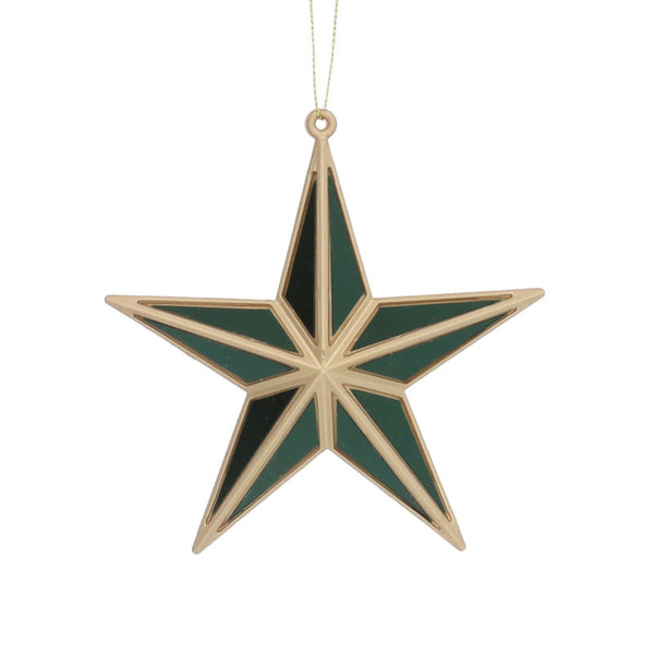 Gisela Graham Gold Acrylic &amp; Green Mirror 5-Point Star - Small image
