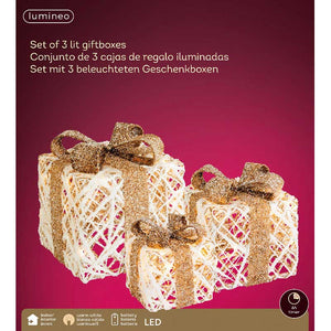 Lumineo LED Battery-Operated Rattan Giftboxes (Set of 3) image 4
