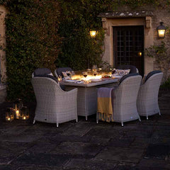 Bramblecrest Monterey 6 Seat Garden Dining Set in Dove Grey with Rectangular Firepit Table image 0