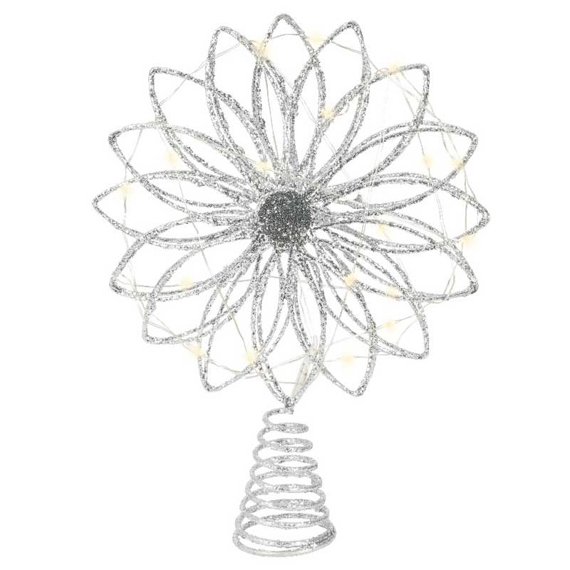 Lumineo LED Silver Glitter Starburst Tree Topper image 0