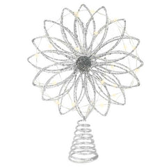 Lumineo LED Silver Glitter Starburst Tree Topper image 0