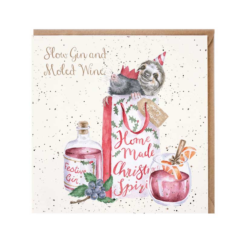 Wrendale Designs Slow Gin & Moled Wine Christmas Card image 0