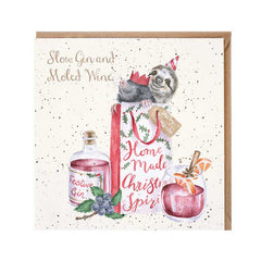 Wrendale Designs Slow Gin & Moled Wine Christmas Card image 0