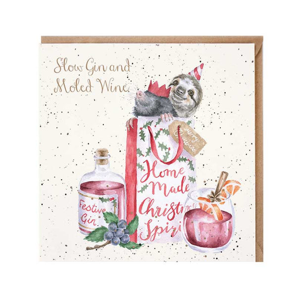 Wrendale Designs Slow Gin & Moled Wine Christmas Card image 0