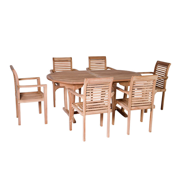Bramblecrest Richmond 6 Seat Wooden Dining Set with Oval Table, Parasol & Base image 7