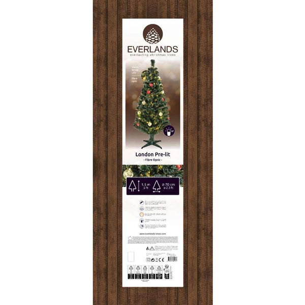 Everlands Fibre Optic London Pre-Lit Christmas Tree - 5ft image 2