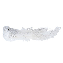 Gisela Graham Silver Glitter & White Feather Bird image 0