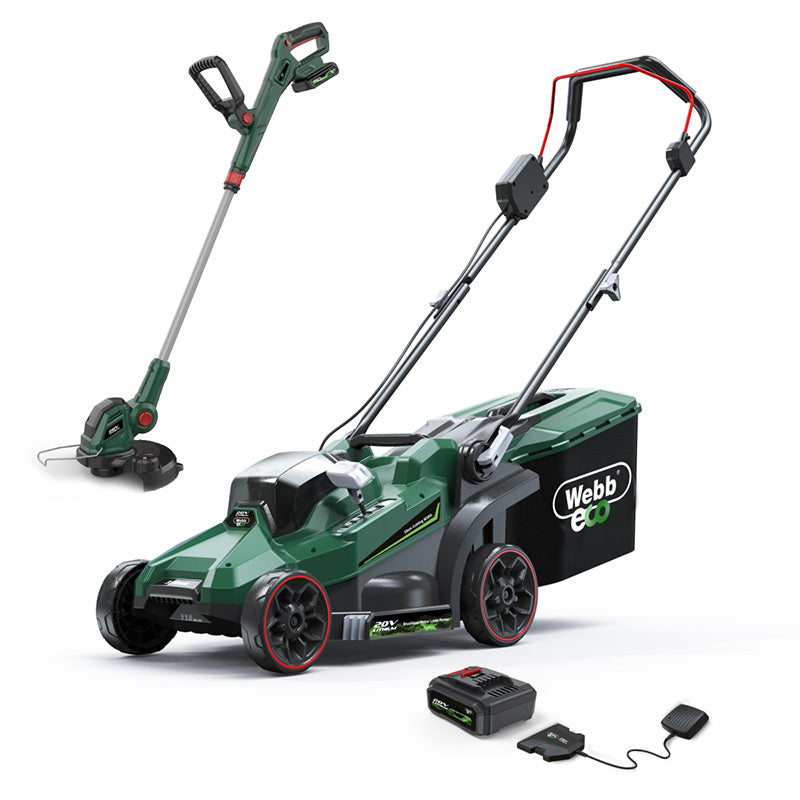 Webb Eco 20V 33cm / 13" Cordless Rotary Lawn Mower and 25cm Line Trimmer image 0