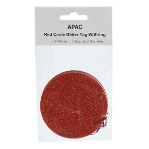 APAC Red Glitter Circle Gift Tags (Pack of 6) image 0
