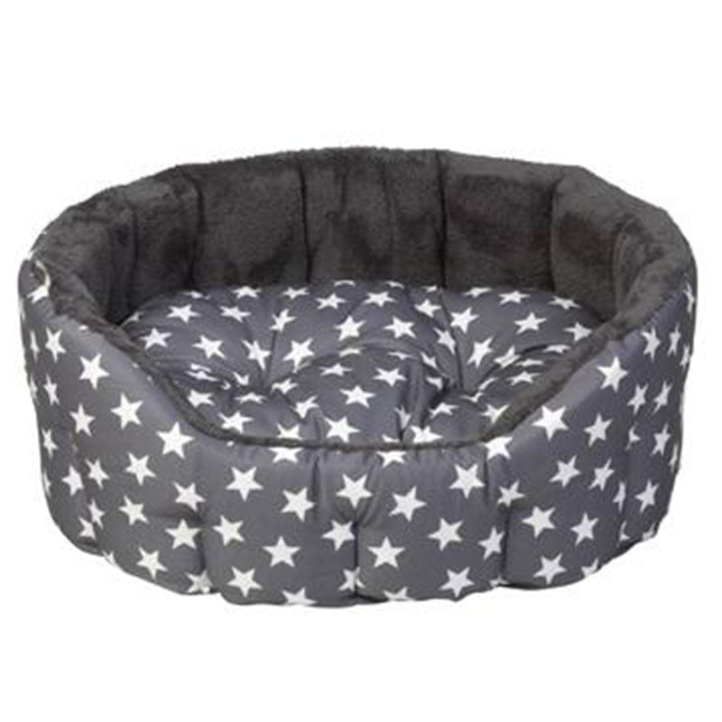 House of Paws Stars Oval Pet Bed Grey image 0