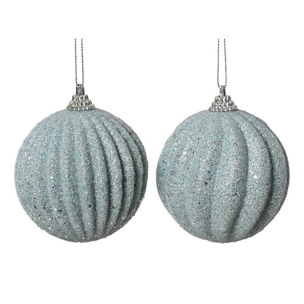Decoris Foam Bauble with Glitter Beads in Hazy Blue (Assorted Designs) image 0