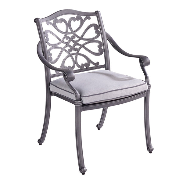Hartman Capri Metal Bistro Set in Antique Grey with Platinum Cushions image 5