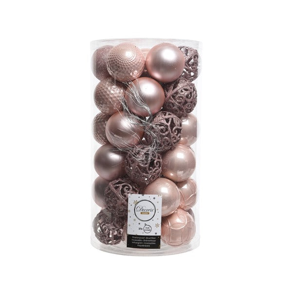 Decoris Shatterproof Baubles in Blush Pink (Pack of 37) image 0