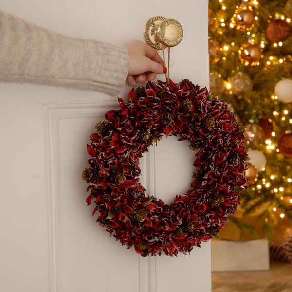 Festive Red Leaf Wreath image 1