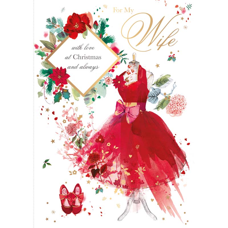 Words N Wishes Red Christmas Dress Christmas Card image 0