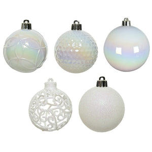 Decoris Shatterproof Baubles in White Iris (Pack of 37) image 1