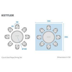 Kettler Cora Rope 8 Seat Round Dining Set with Lazy Susan image 12