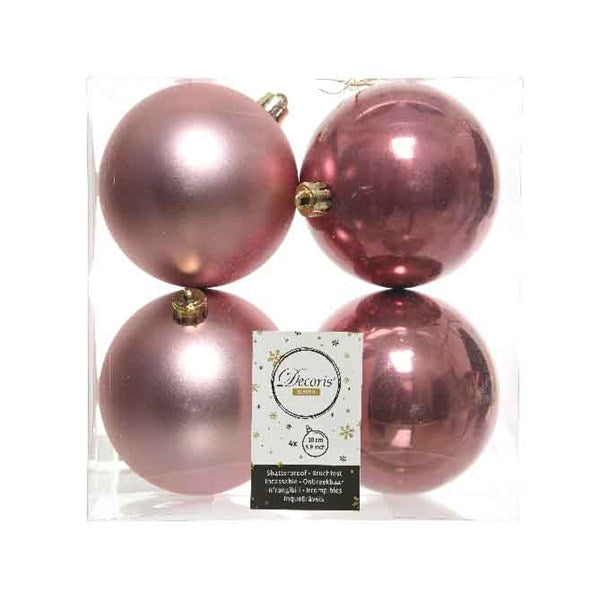 Decoris Shatterproof Baubles in Velvet Pink (Pack of 4) image 0
