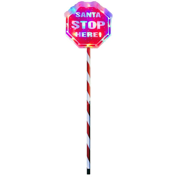 Festive Lit Santa Stop Here Sign image 0
