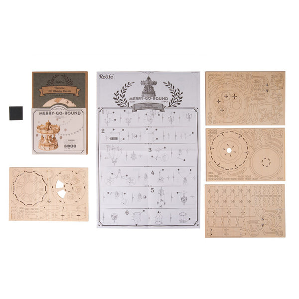 Robotime Merry-Go-Round DIY Wooden 3D Puzzle image 4