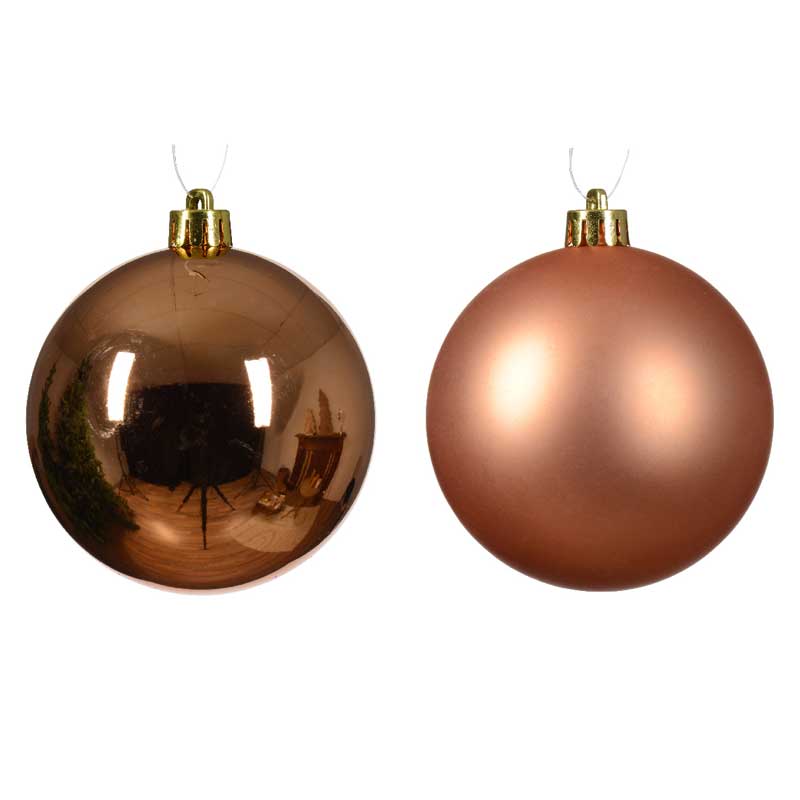 Decoris Shatterproof Baubles in Red Copper (Pack of 6) image 0