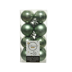 Decoris Shatterproof Baubles in Sage Green (Pack of 16) image 0