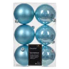 Decoris Shatterproof Baubles in Sugar Blue (Pack of 6) image 0