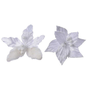 Everlands Winter White Poinsettia Clip (Assorted Designs) image 0