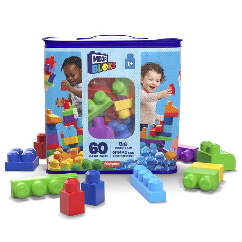 Mega Bloks First Builders Big Building Bag 60 Pieces Blue image 0