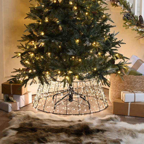 Festive Lit Black Shimmer Tree Skirt image 0