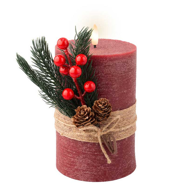 Lumineo Red Wax LED Candle with Accent - Single Wick image