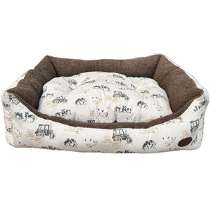 Snug & Cosy Rectangle Farmyard Dog Bed Cream image 2