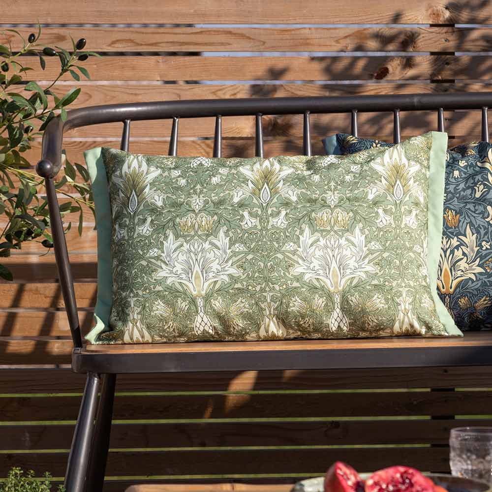 Morris & Co Snakeshead Rectangular Outdoor Cushion, 40 x 60cm - Sunflower / Stone image 0