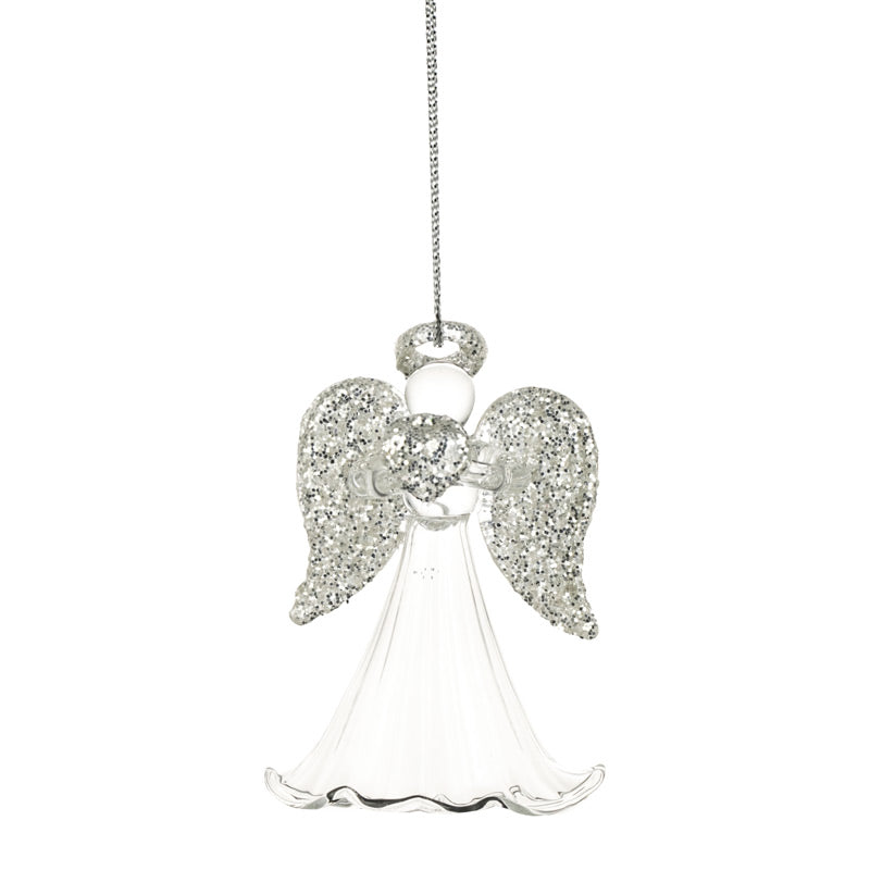Weiste Glass Angel with Silver Glitter Wings image 0