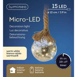 Lumineo Micro LED Hanging Ball with Foliage - 10cm image