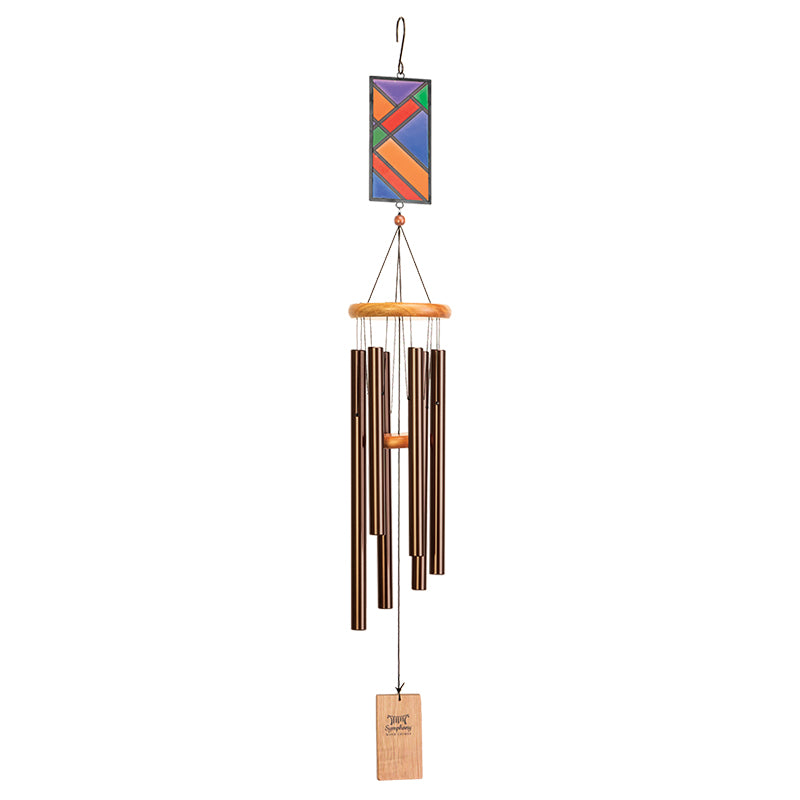 Symphony Bronze Wind Chime with Stained Glass Decoration, Size 86cm image 0