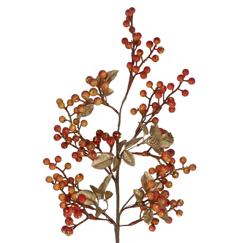 Gisela Graham Orange Berry &amp; Leaf Spray (64cm) image 0