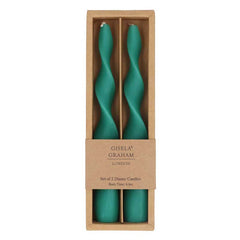 Gisela Graham Green Vintage Twist Taper Candles (Pack of 2) image 0