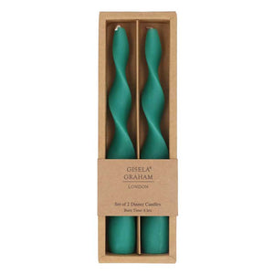 Gisela Graham Green Vintage Twist Taper Candles (Pack of 2) image 0