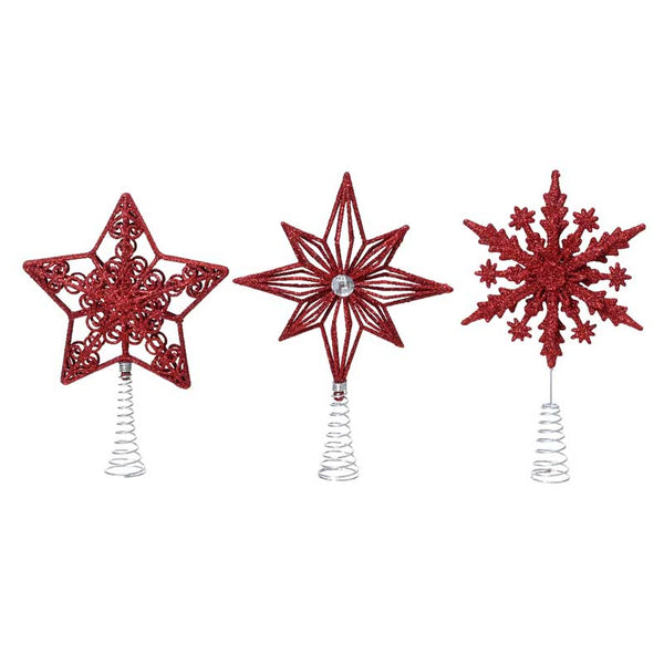 Decoris Red Glitter Tree Topper (Assorted Designs) image 0