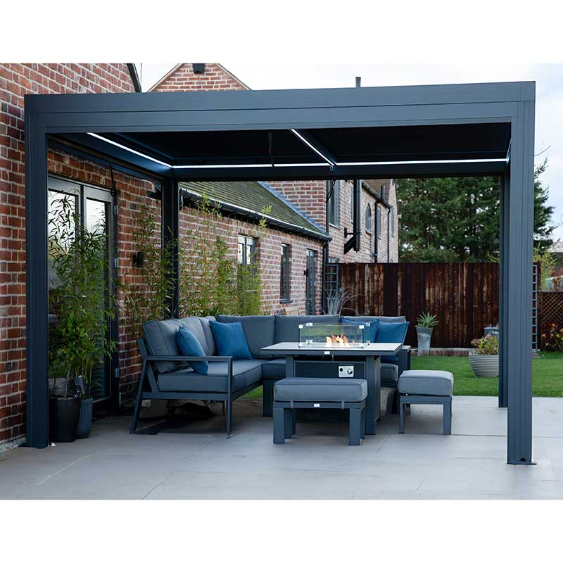 Supremo Belfort Grey Square Pergola with Curtains & LEDs (3m x 3m) image 0