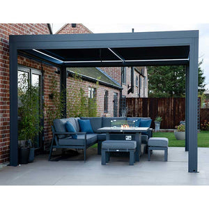 Supremo Belfort Grey Square Pergola with Curtains & LEDs (3m x 3m) image 1