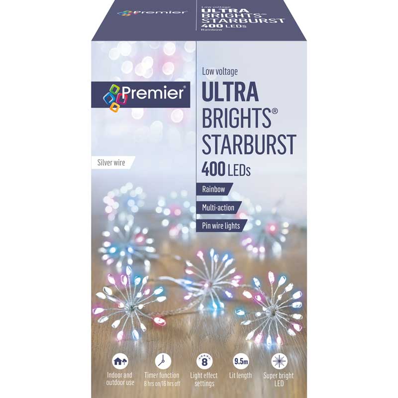 Premier Multi-Action LED ULTRABRIGHTS STARBURST with Timer - Rainbow image 0